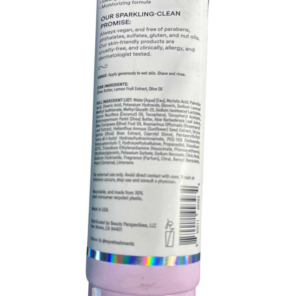 Refreshments Pillowy Shave Cream Citrus Spritz 4.5 oz 2 Vegan Shaving Cream - Picture 6 of 7